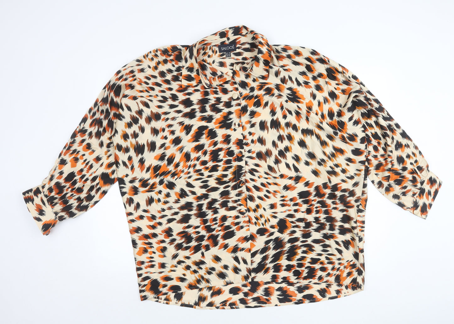 Saloos Womens Multicoloured Animal Print Button-Up Blouse Size 18