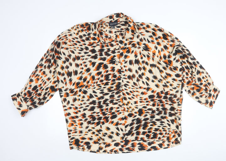 Saloos Womens Multicoloured Animal Print Button-Up Blouse Size 18