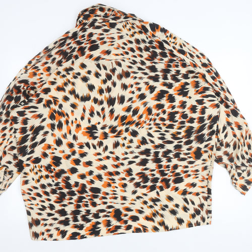 Saloos Womens Multicoloured Animal Print Button-Up Blouse Size 18