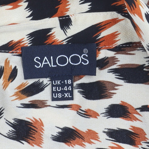 Saloos Womens Multicoloured Animal Print Button-Up Blouse Size 18