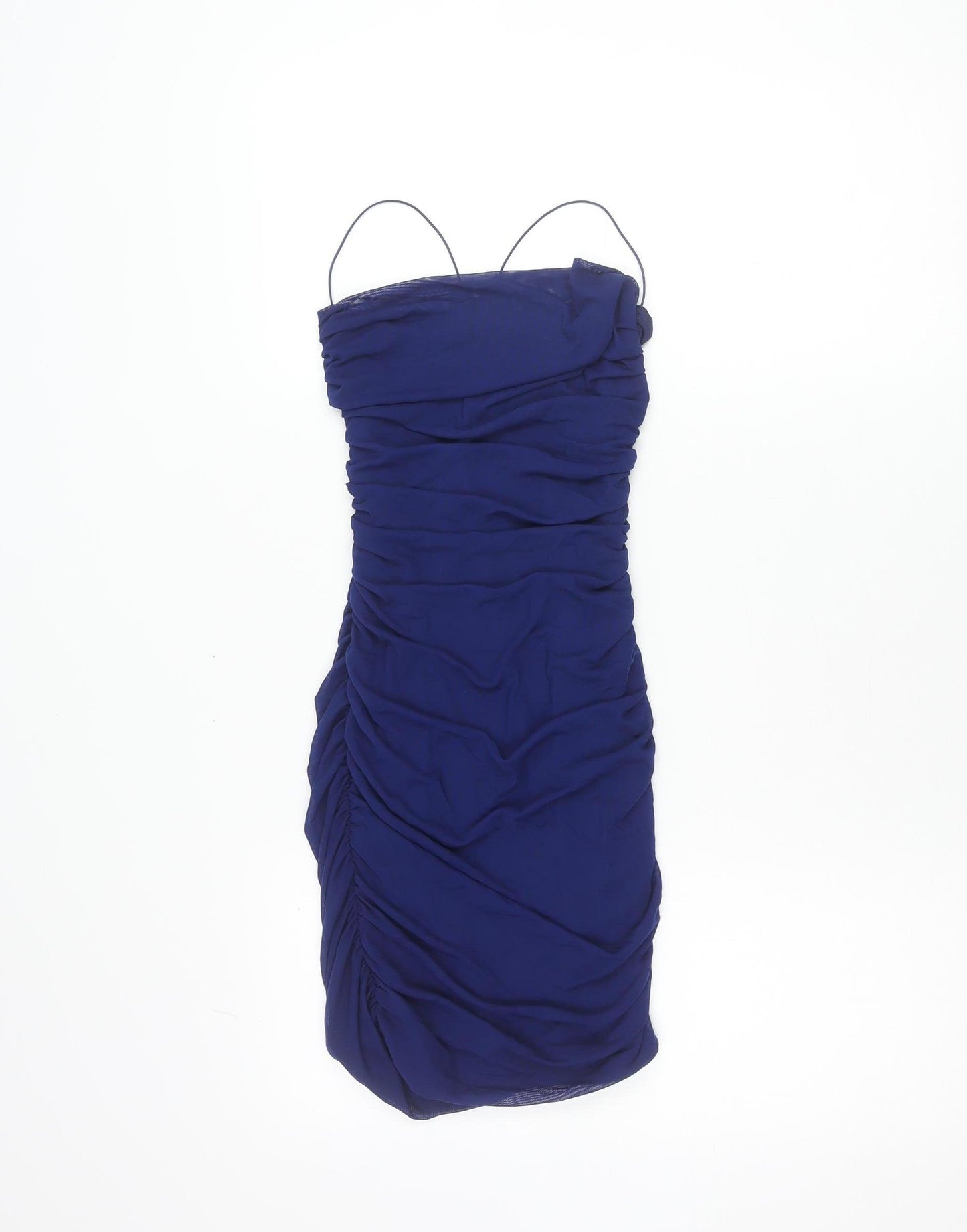Oh Polly Women’s Blue Ruched Bodycon Party Dress UK 6