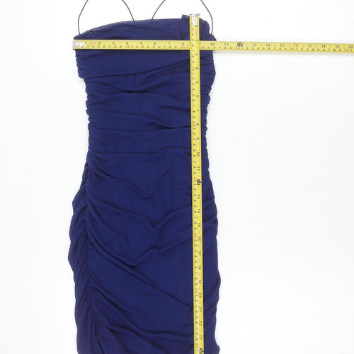 Oh Polly Women’s Blue Ruched Bodycon Party Dress UK 6