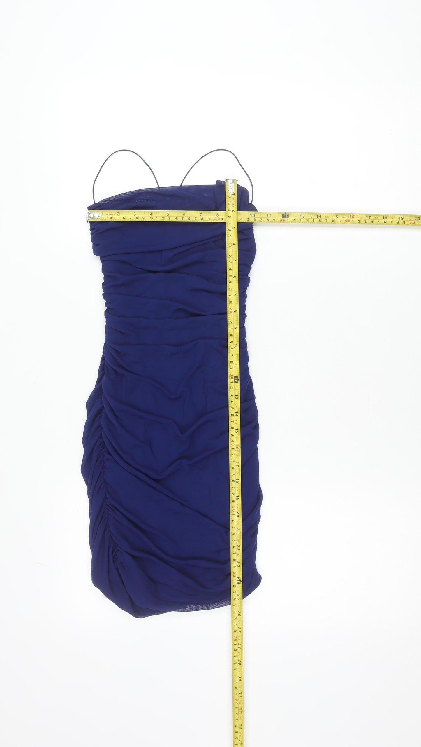 Oh Polly Women’s Blue Ruched Bodycon Party Dress UK 6