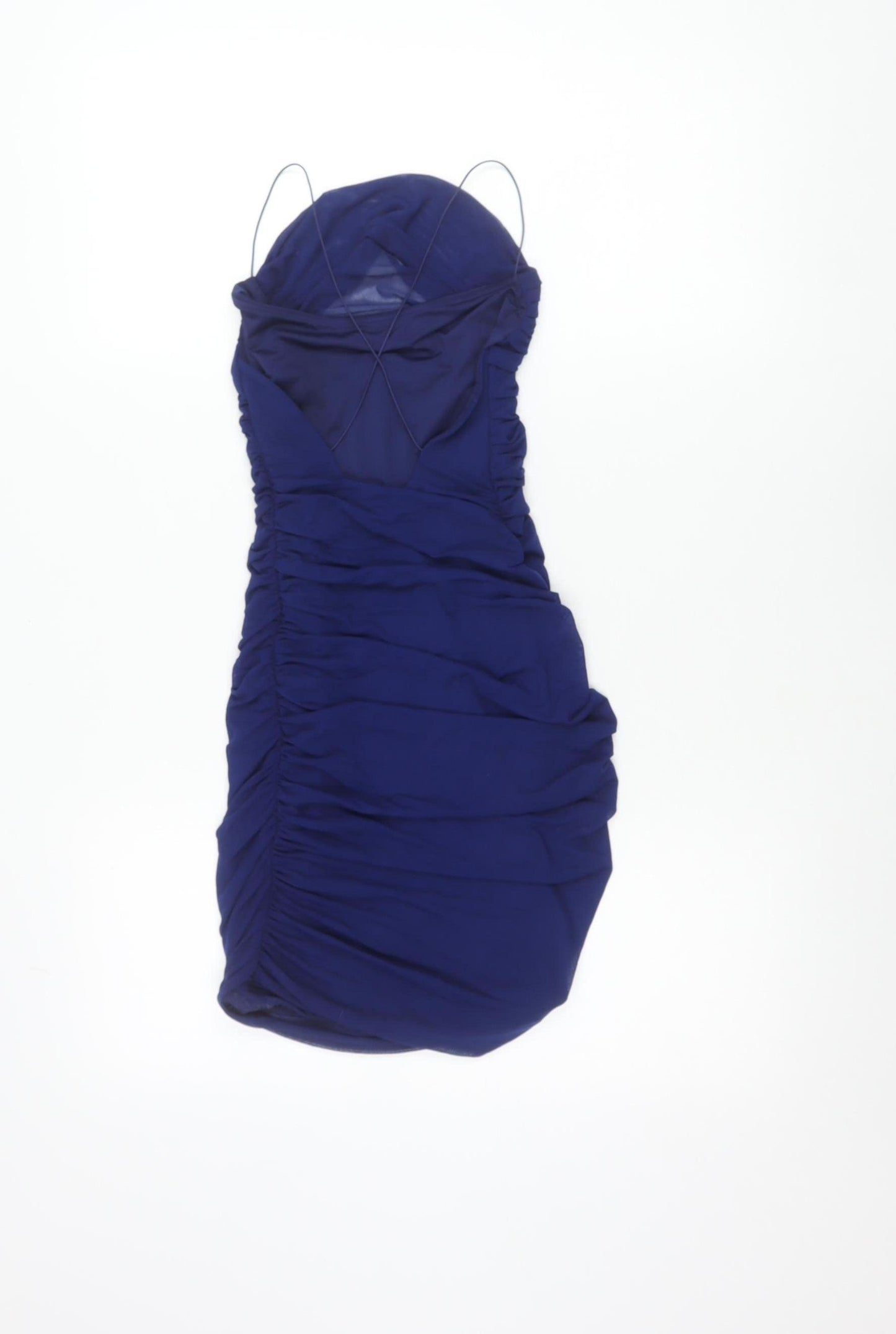 Oh Polly Women’s Blue Ruched Bodycon Party Dress UK 6