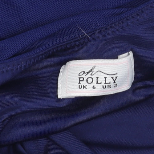 Oh Polly Women’s Blue Ruched Bodycon Party Dress UK 6