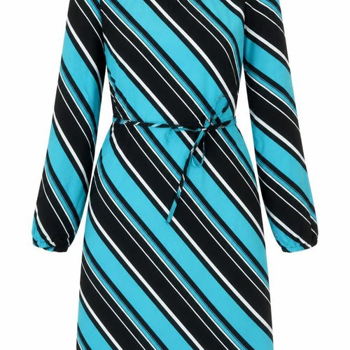 Marks and Spencer Women’s Blue Black Stripe Wrap Dress Size 8