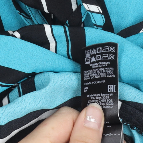 Marks and Spencer Women’s Blue Black Stripe Wrap Dress Size 8