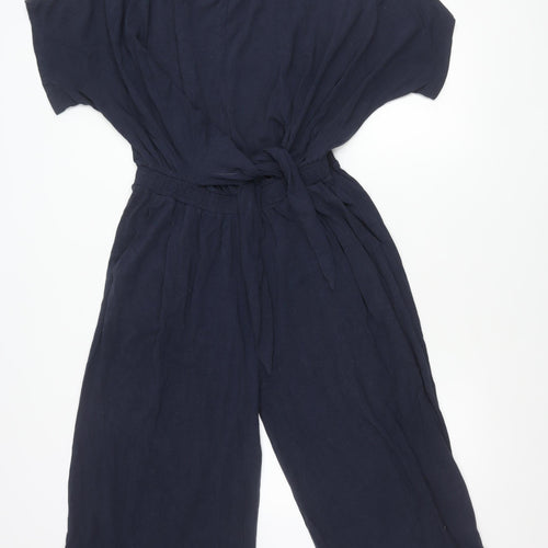 Thought Women’s Blue Jumpsuit Size 10 Wide-Leg Short Sleeve