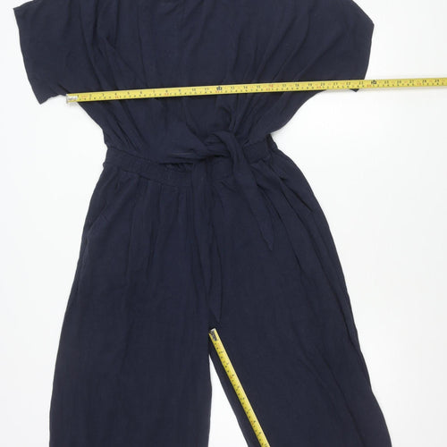 Thought Women’s Blue Jumpsuit Size 10 Wide-Leg Short Sleeve