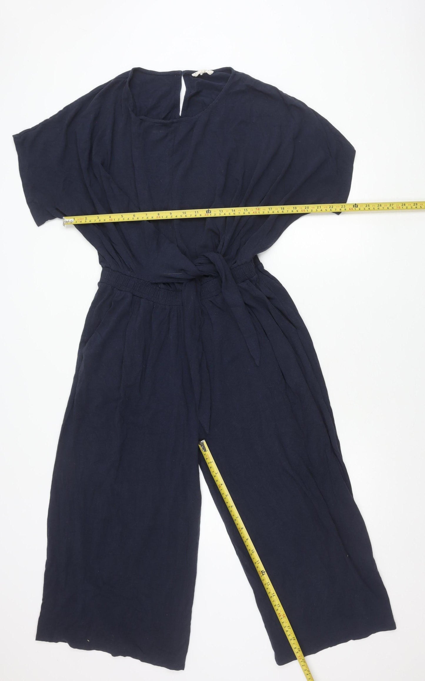 Thought Women’s Blue Jumpsuit Size 10 Wide-Leg Short Sleeve