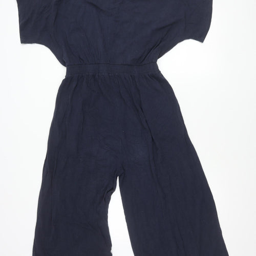 Thought Women’s Blue Jumpsuit Size 10 Wide-Leg Short Sleeve