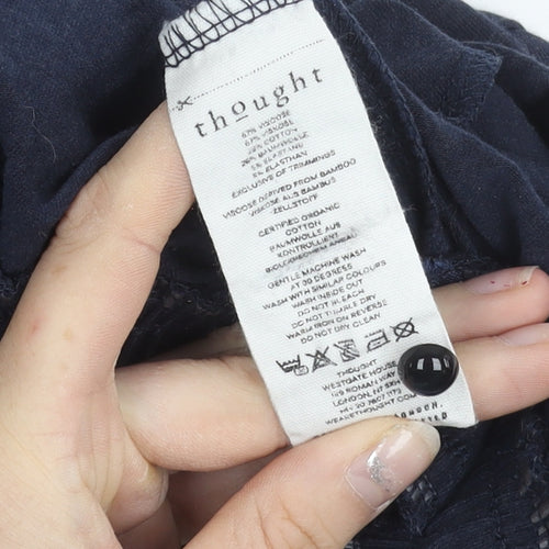 Thought Women’s Blue Jumpsuit Size 10 Wide-Leg Short Sleeve