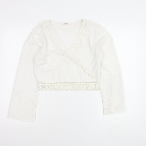 Miss Selfridge Petites Women’s Ivory Lace Wrap Blouse Size 10