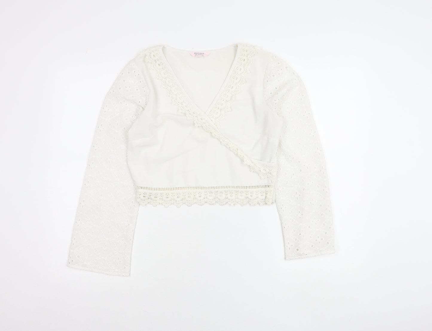 Miss Selfridge Petites Women’s Ivory Lace Wrap Blouse Size 10
