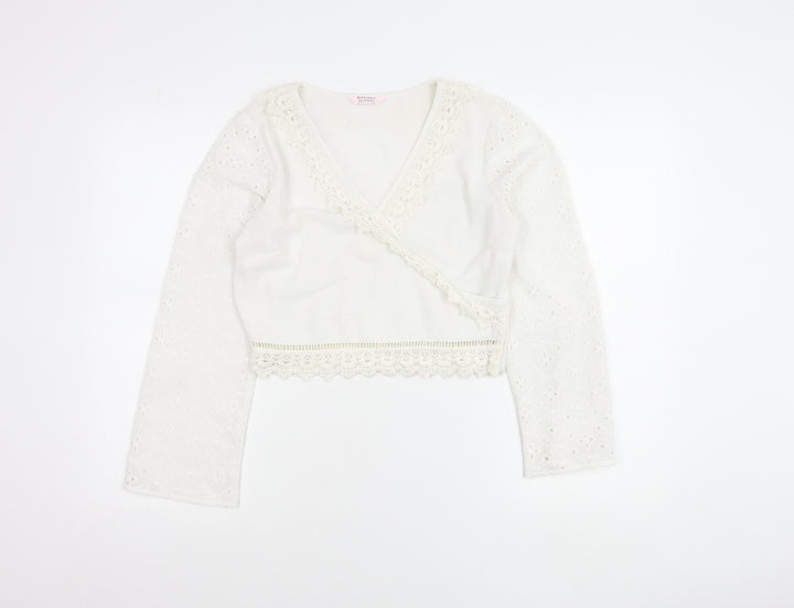 Miss Selfridge Petites Women’s Ivory Lace Wrap Blouse Size 10