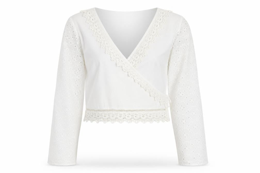 Miss Selfridge Petites Women’s Ivory Lace Wrap Blouse Size 10