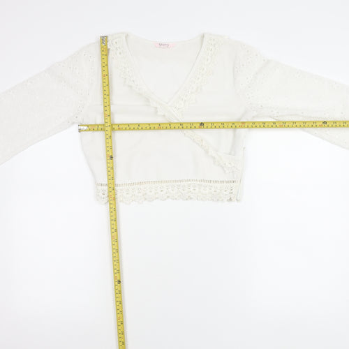 Miss Selfridge Petites Women’s Ivory Lace Wrap Blouse Size 10