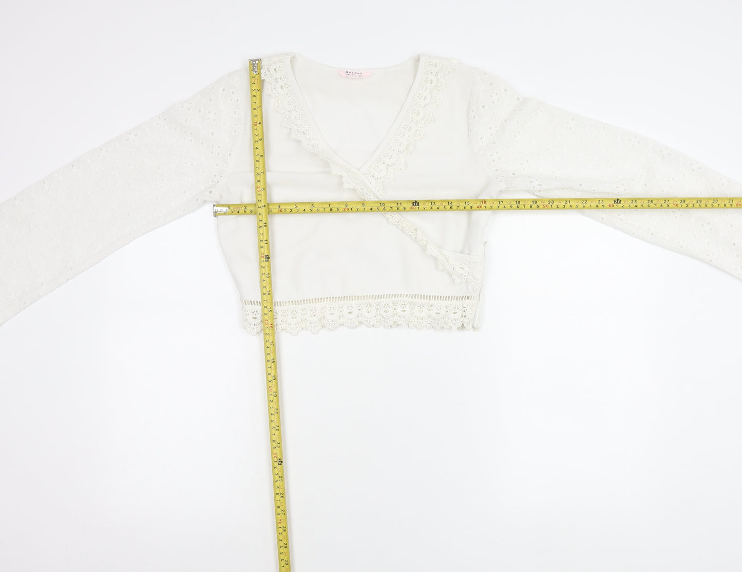 Miss Selfridge Petites Women’s Ivory Lace Wrap Blouse Size 10
