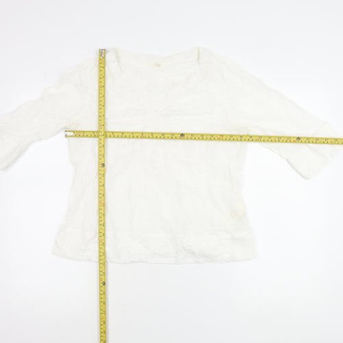 White Stuff Women’s White Embroidered Tunic Blouse UK 12 V-Neck 3/4 Sleeve
