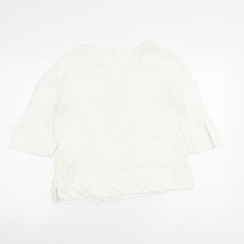 White Stuff Women’s White Embroidered Tunic Blouse UK 12 V-Neck 3/4 Sleeve