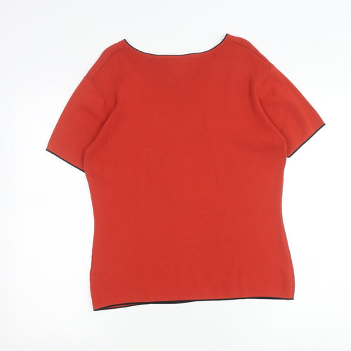 Just Elegance Womens Red Knit Scoop Neck Short Sleeve Top L