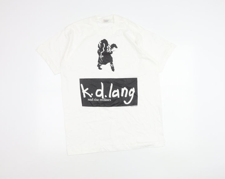 Fruit of the Loom Men’s White Band T-Shirt M Retro 90s Graphic Tee