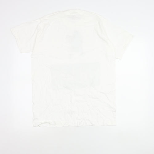Fruit of the Loom Men’s White Band T-Shirt M Retro 90s Graphic Tee