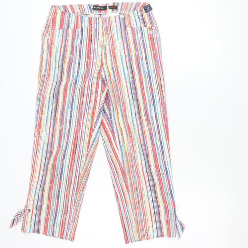 Robell Women’s Multicoloured Stripe Capri Trousers Size 8