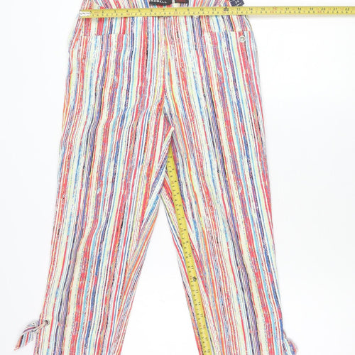 Robell Women’s Multicoloured Stripe Capri Trousers Size 8