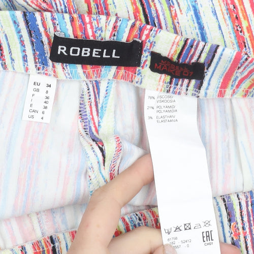Robell Women’s Multicoloured Stripe Capri Trousers Size 8