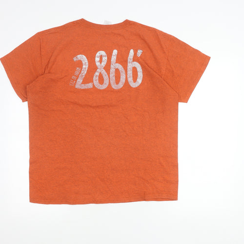 Gildan Men’s Orange Graphic T-Shirt L Goatfell Conqueror Isle of Arran