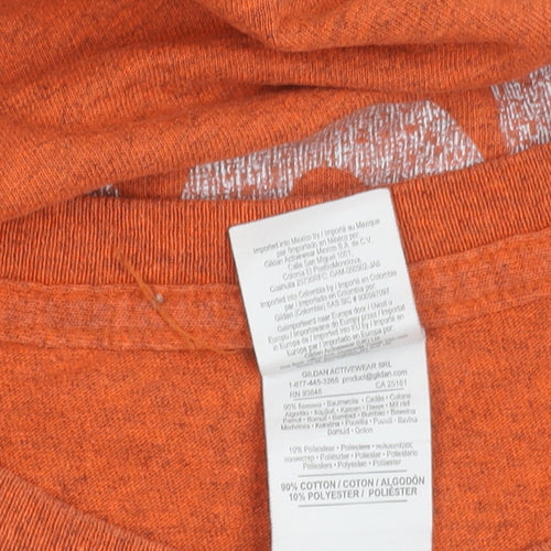 Gildan Men’s Orange Graphic T-Shirt L Goatfell Conqueror Isle of Arran