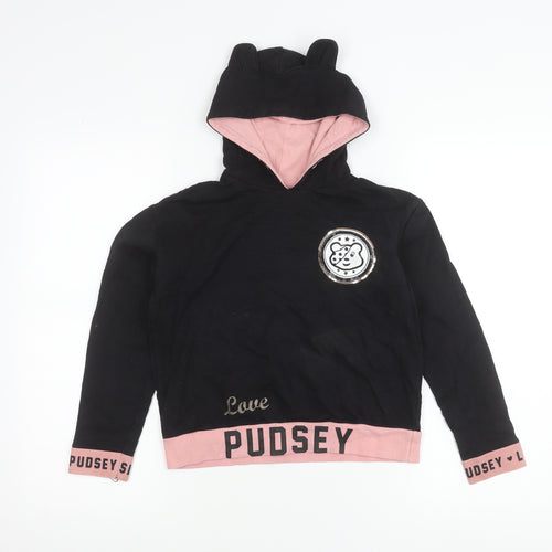 George Girls Black Pudsey Hoodie 8-9 Years Sequin Logo Pullover