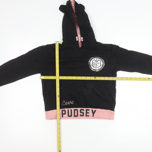 George Girls Black Pudsey Hoodie 8-9 Years Sequin Logo Pullover