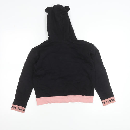 George Girls Black Pudsey Hoodie 8-9 Years Sequin Logo Pullover