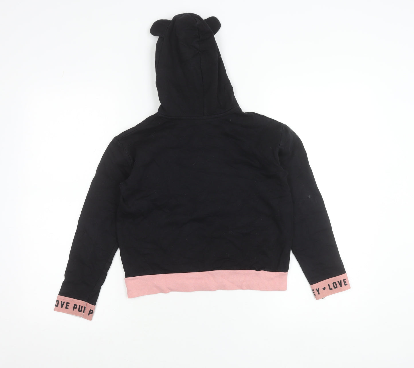 George Girls Black Pudsey Hoodie 8-9 Years Sequin Logo Pullover