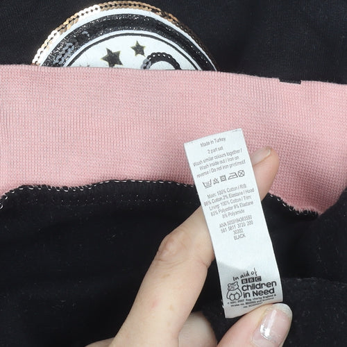 George Girls Black Pudsey Hoodie 8-9 Years Sequin Logo Pullover