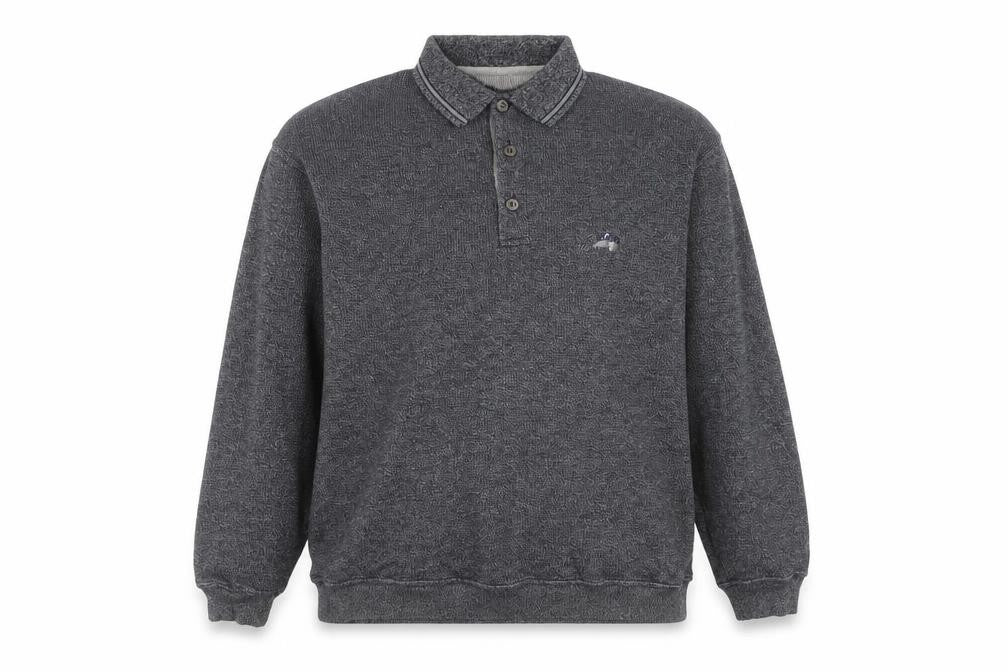 Greystone Men’s Grey 2XL Long Sleeve Polo Shirt Cotton Blend