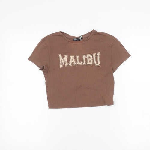ASOS Women’s Brown Malibu Cropped T-Shirt UK 8 Short Sleeve