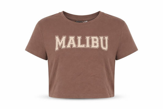 Front view of ASOS Women’s Brown Malibu Cropped T-Shirt UK 8 Short Sleeve