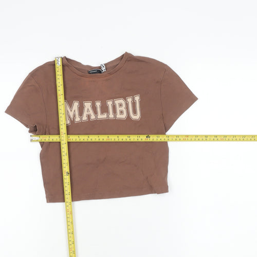 ASOS Women’s Brown Malibu Cropped T-Shirt UK 8 Short Sleeve