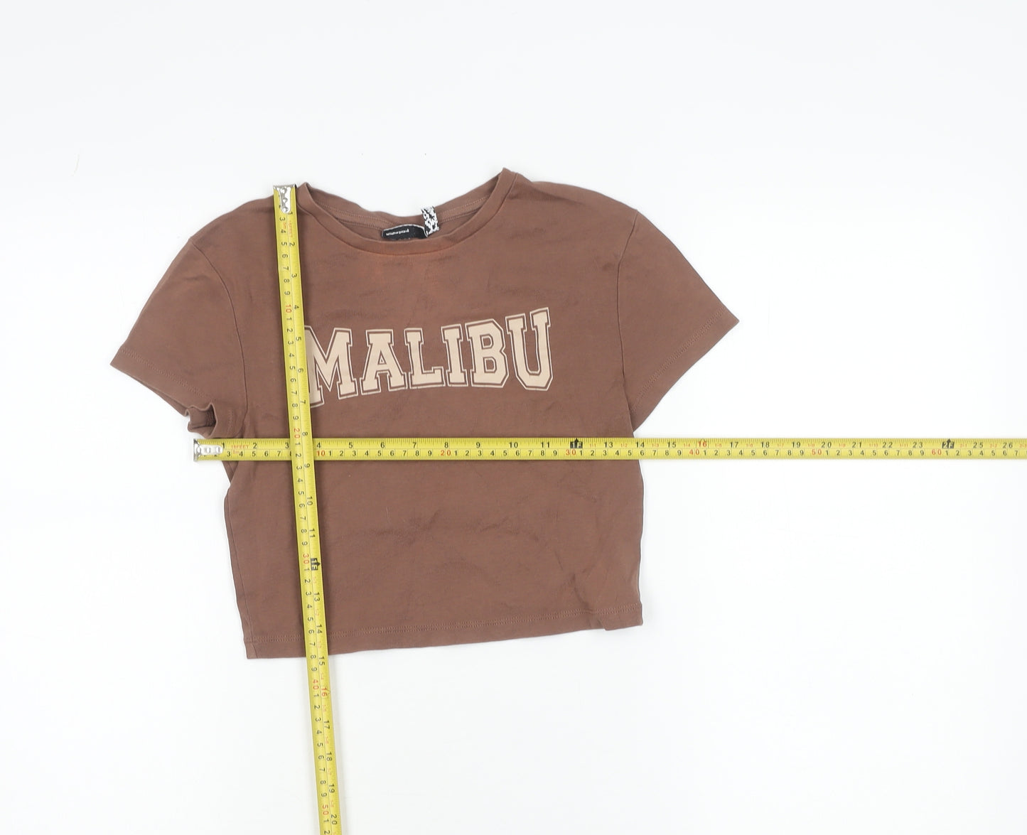 ASOS Women’s Brown Malibu Cropped T-Shirt UK 8 Short Sleeve