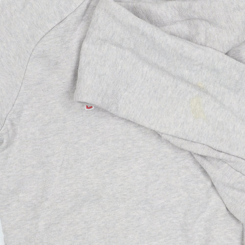 Reebok Womens Grey Hoodie Small Cotton Blend Pullover Logo Sportswear