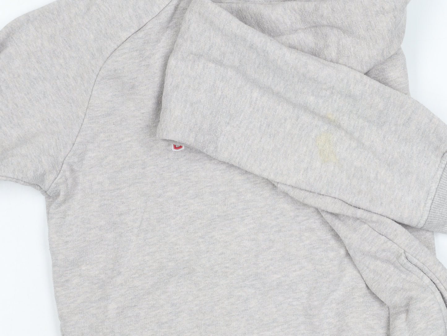 Reebok Womens Grey Hoodie Small Cotton Blend Pullover Logo Sportswear