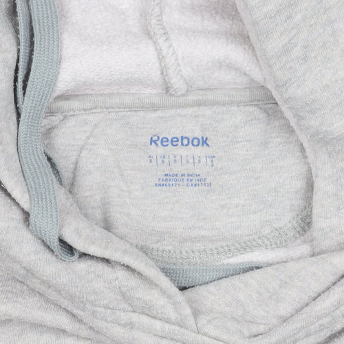 Reebok Womens Grey Hoodie Small Cotton Blend Pullover Logo Sportswear