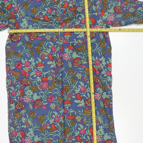 Khaadi Women’s Blue Floral Cotton Shift Dress Size 16 Long Sleeve