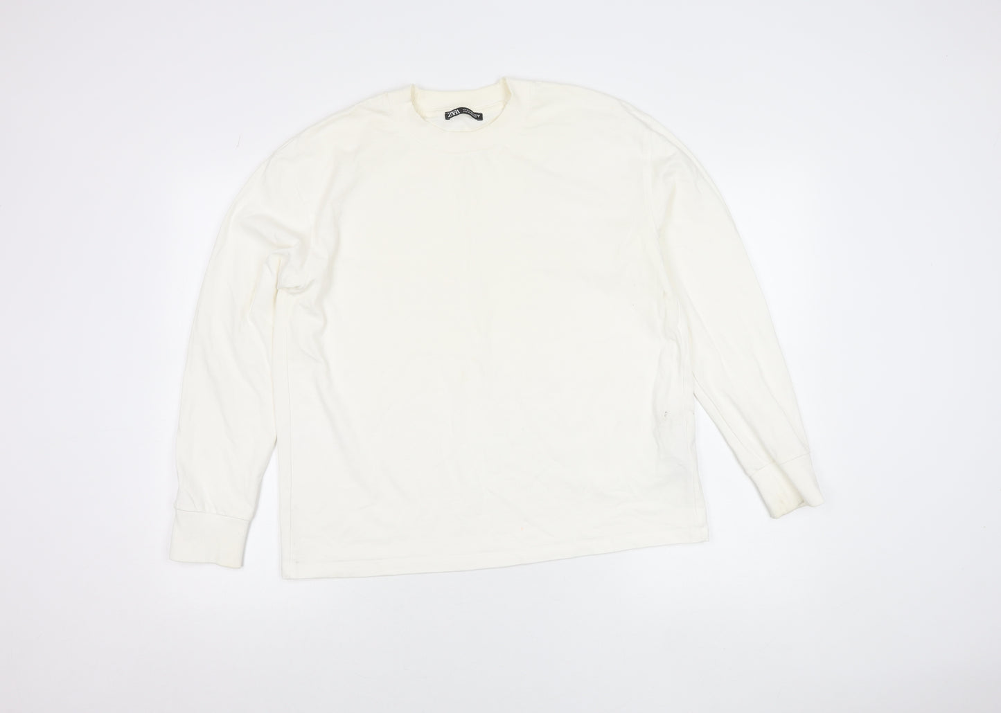 Zara Women’s Ivory Cotton Pullover Jumper Size M Long Sleeve