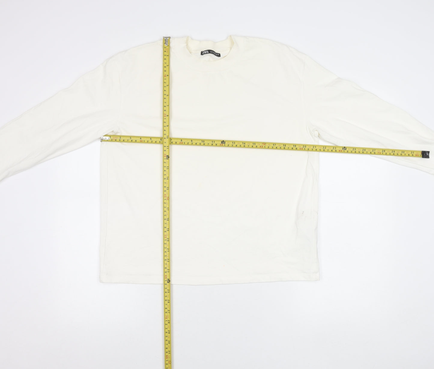 Zara Women’s Ivory Cotton Pullover Jumper Size M Long Sleeve