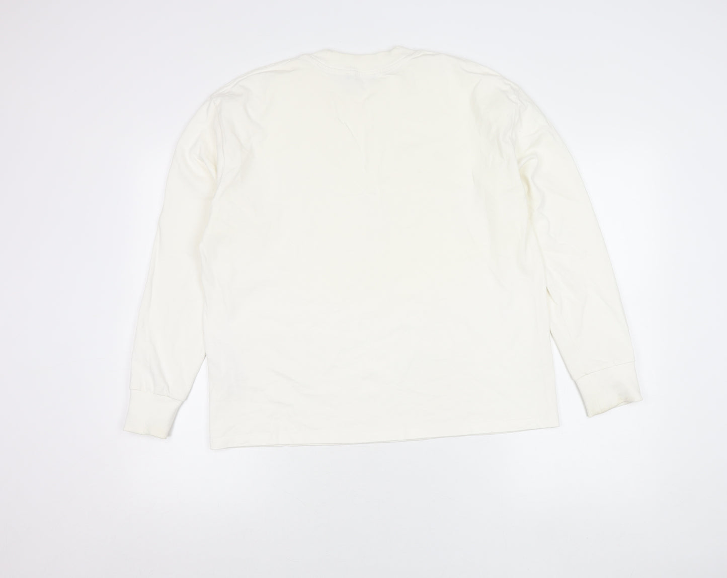Zara Women’s Ivory Cotton Pullover Jumper Size M Long Sleeve