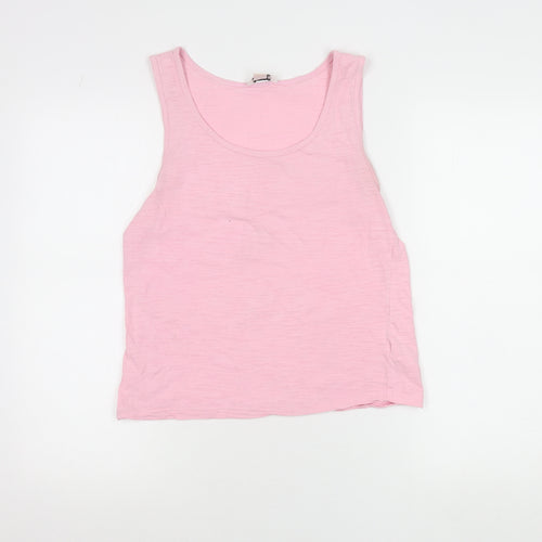 Oasis Womens Pink Cotton Tank Top Size M Scoop Neck Sleeveless